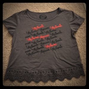 DISNEY Minnie Mouse Lace Crop Tee S